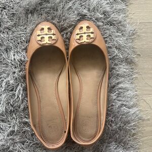 Tory Burch tan Claire ballet leather